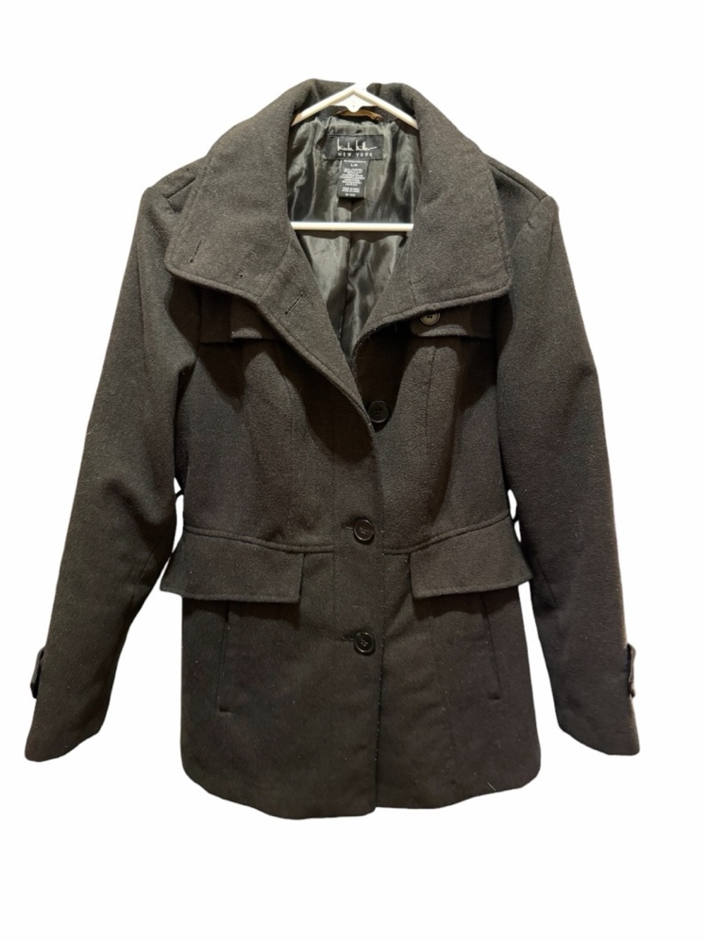 Nicole Miller Elegant Black Pea Coat - Picture 2 of 5